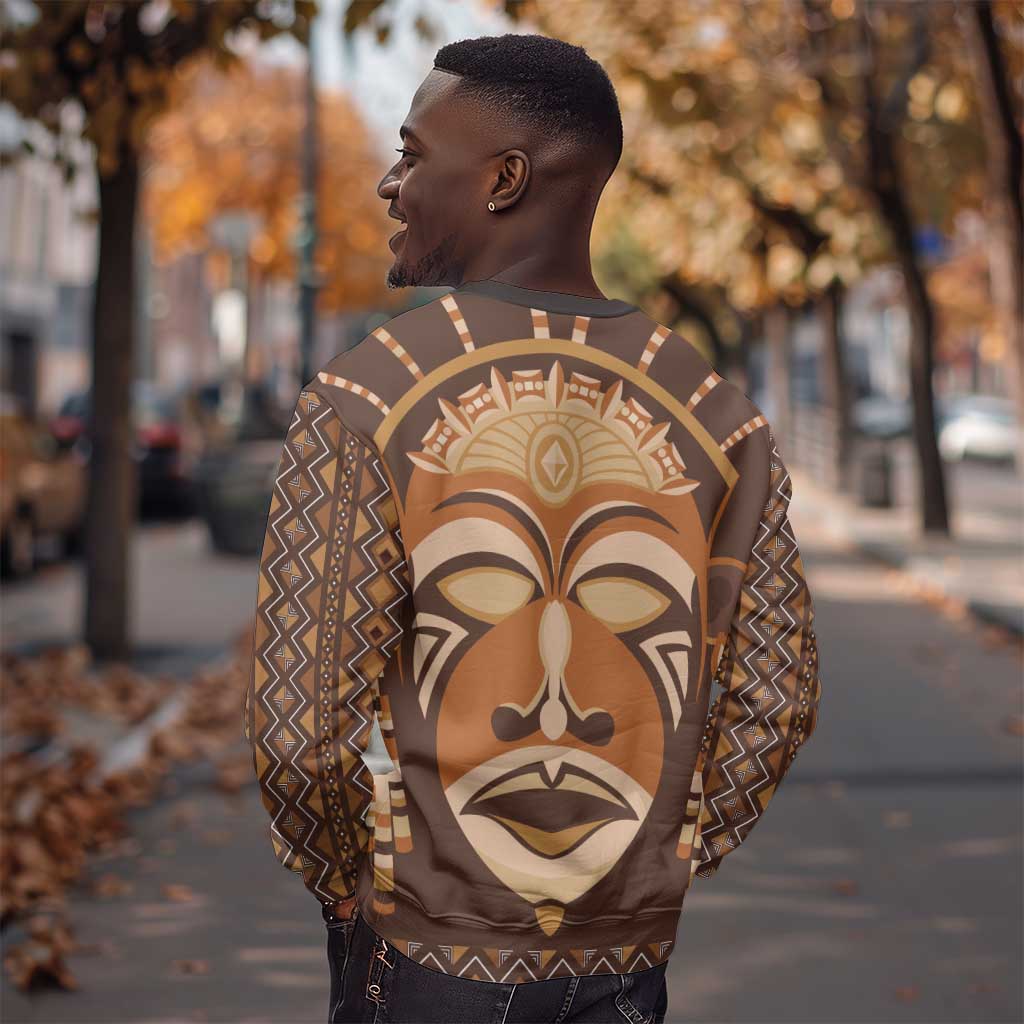 African Mask Printed Mudcloth Sweatshirt Afro Bogolan DT03