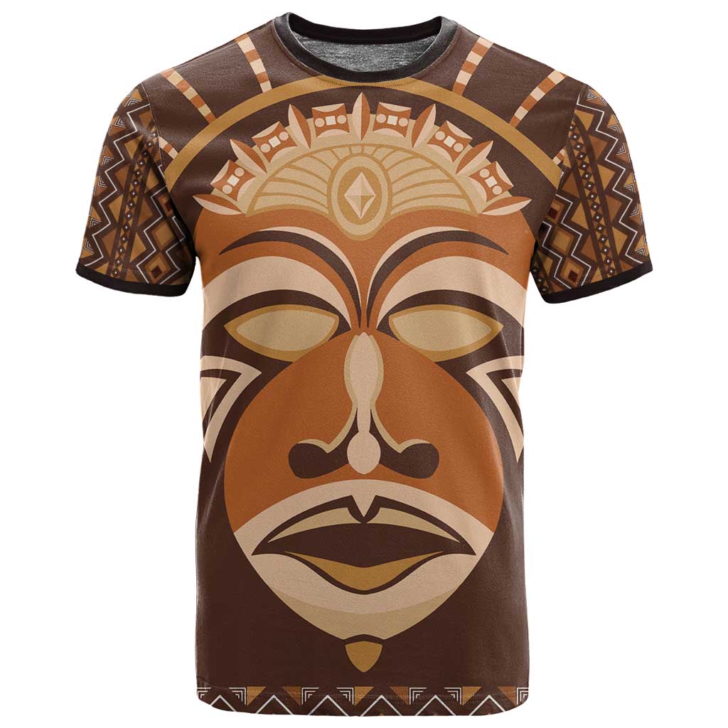 African Mask Printed Mudcloth T shirt Afro Bogolan DT03