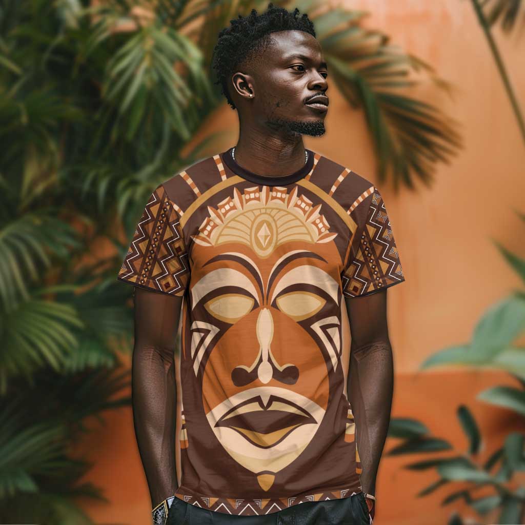 African Mask Printed Mudcloth T shirt Afro Bogolan DT03