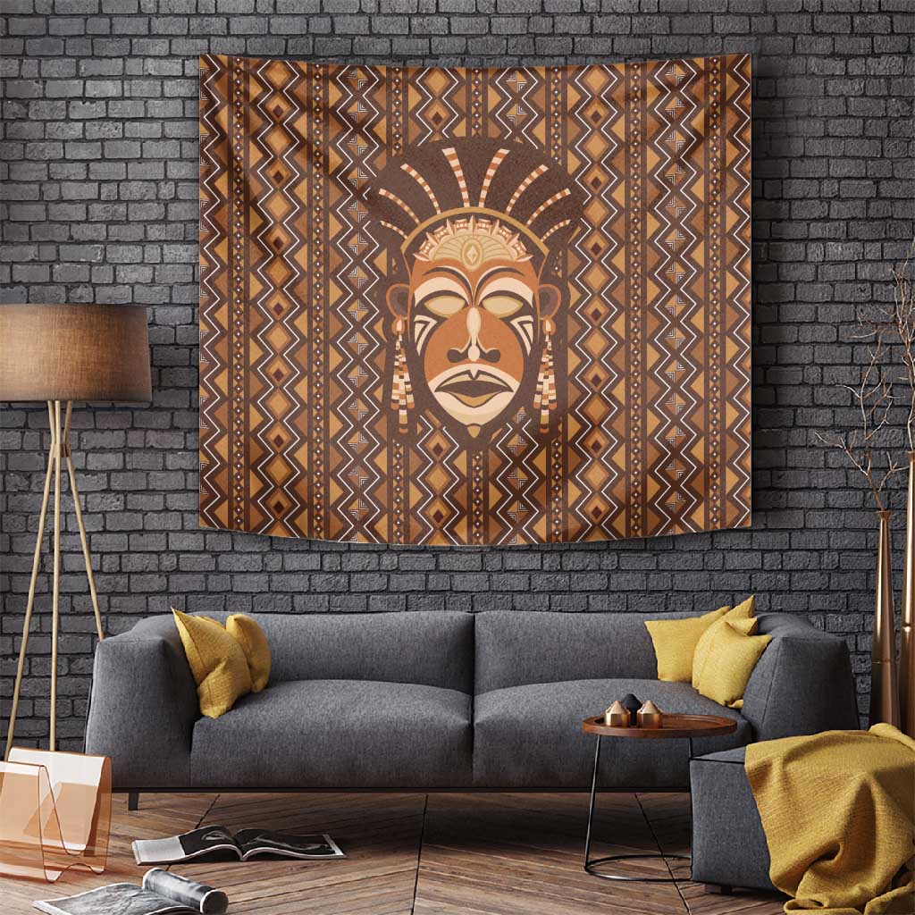 African Mask Printed Mudcloth Tapestry Afro Bogolan DT03