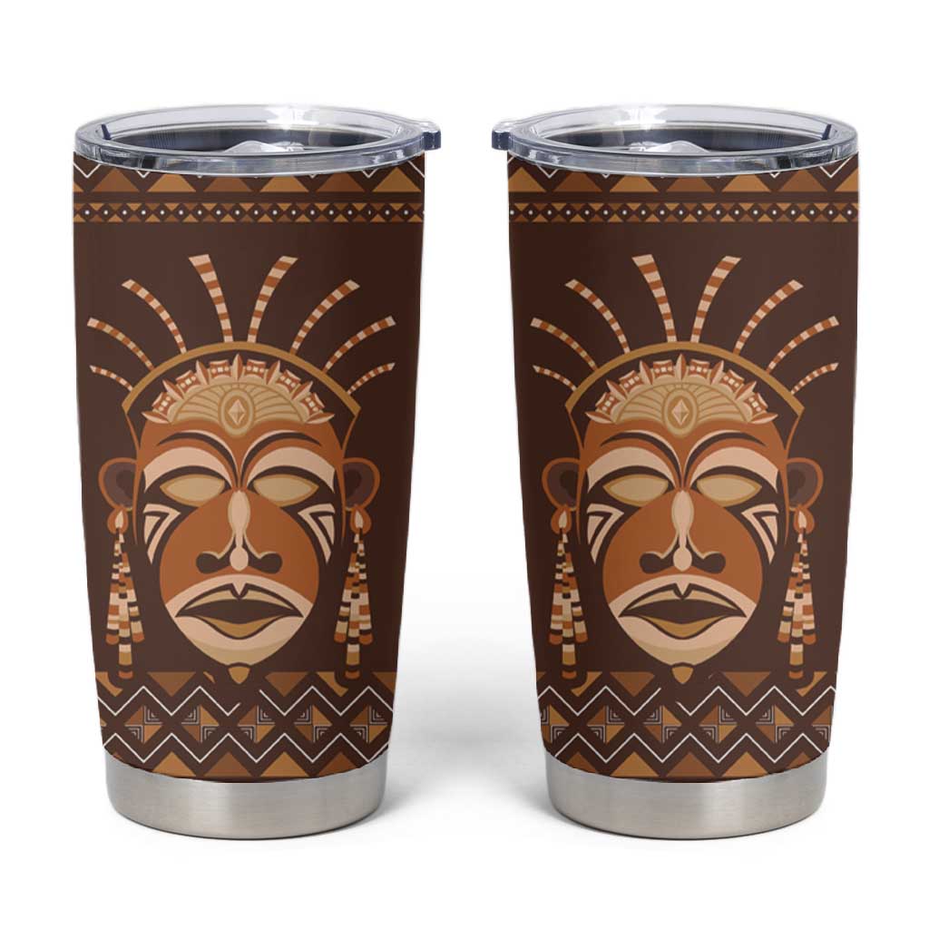 African Mask Printed Mudcloth Tumbler Cup Afro Bogolan DT03