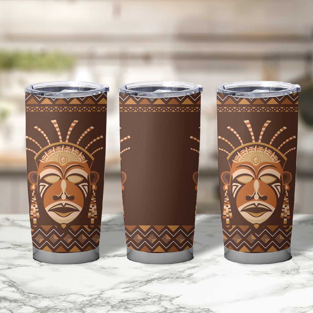 African Mask Printed Mudcloth Tumbler Cup Afro Bogolan DT03