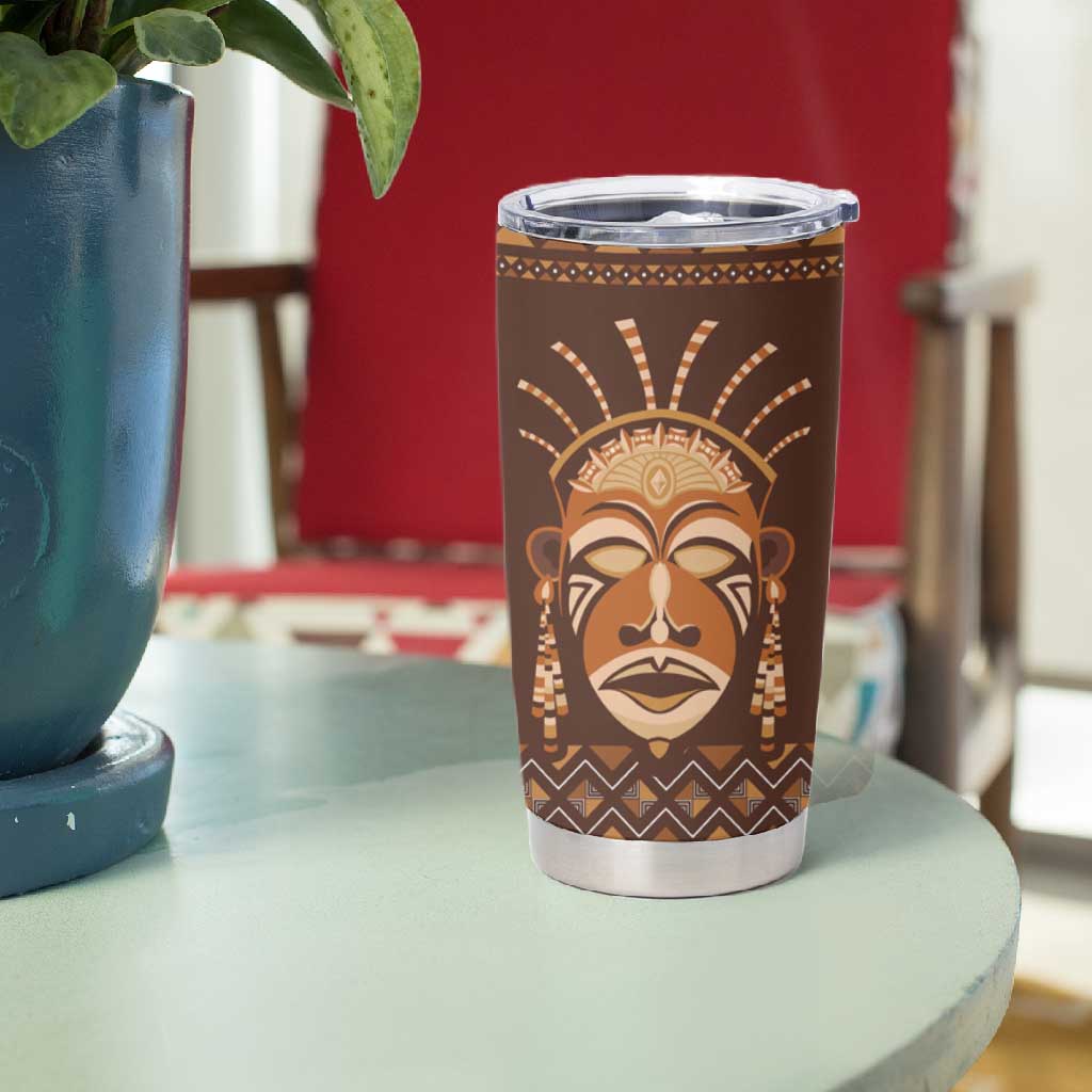 African Mask Printed Mudcloth Tumbler Cup Afro Bogolan DT03