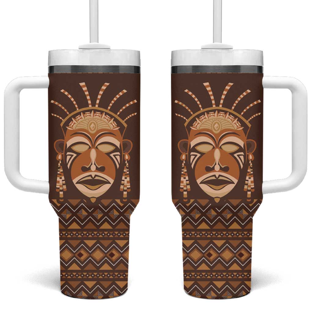African Mask Printed Mudcloth Tumbler With Handle Afro Bogolan DT03