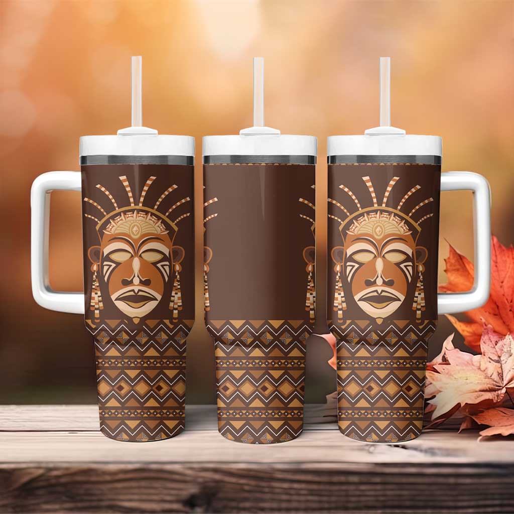 African Mask Printed Mudcloth Tumbler With Handle Afro Bogolan DT03