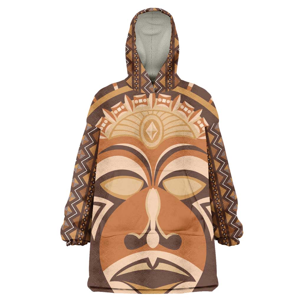 African Mask Printed Mudcloth Wearable Blanket Hoodie Afro Bogolan DT03