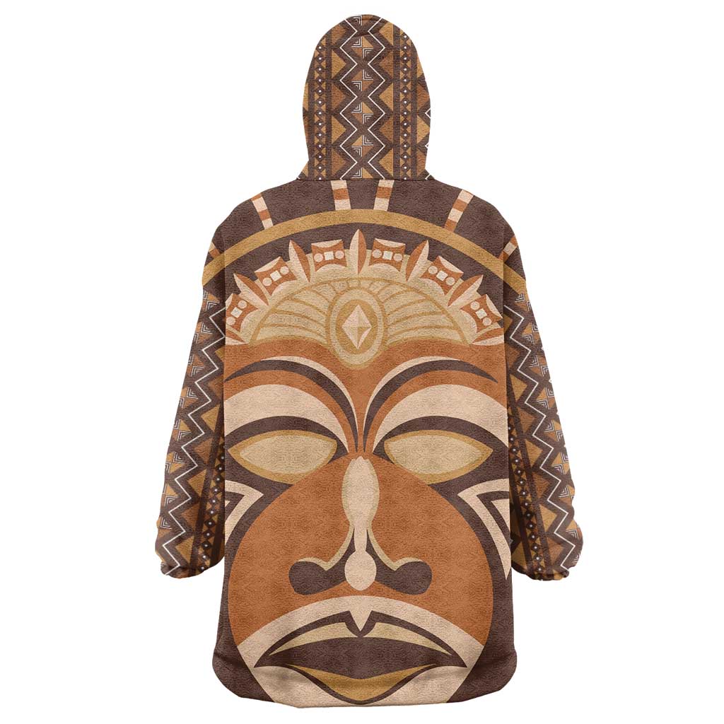 African Mask Printed Mudcloth Wearable Blanket Hoodie Afro Bogolan DT03