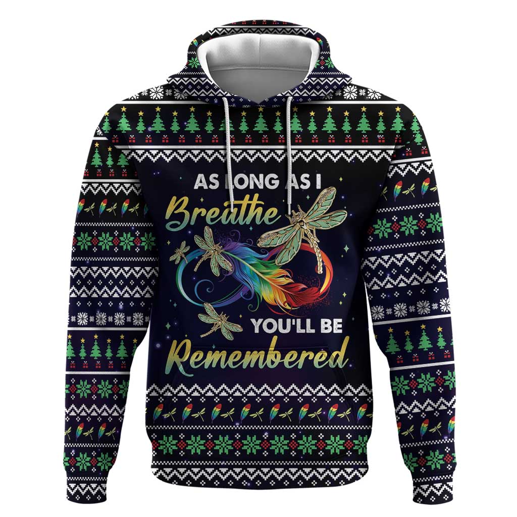 Dragonfly Angel Hoodie As Long As I Breathe You'll Be Remembered DT03