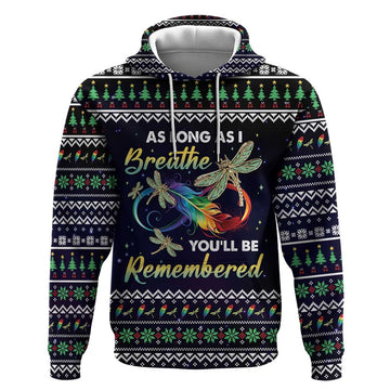 Dragonfly Angel Hoodie As Long As I Breathe You'll Be Remembered DT03