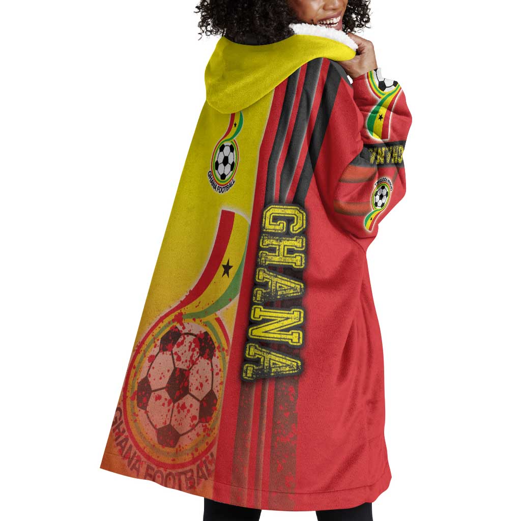 Ghana Soccer Wearable Blanket Hoodie Black Stars Football - Road To Champion DT03