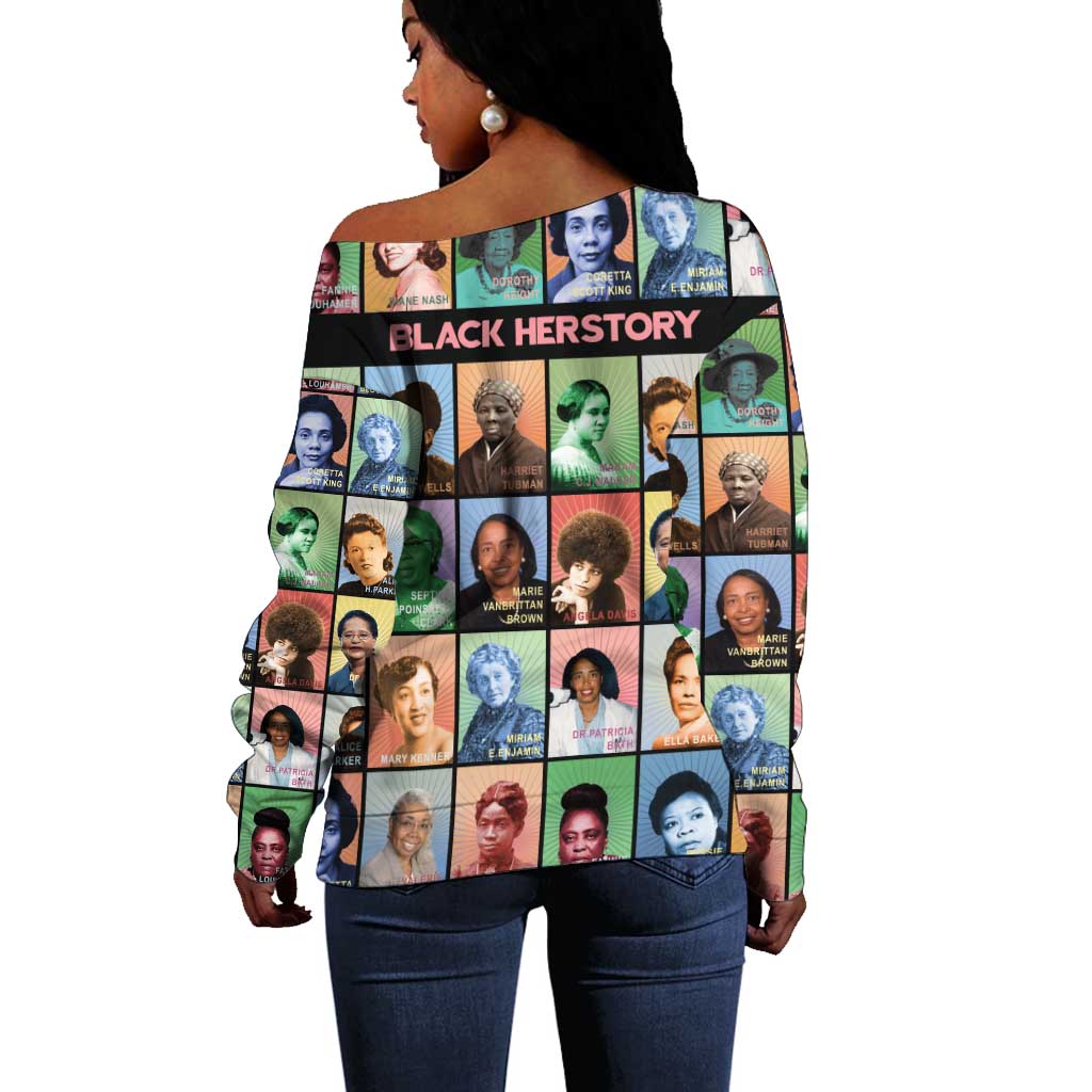 Afro Black Herstory Off Shoulder Sweater African Women History DT03