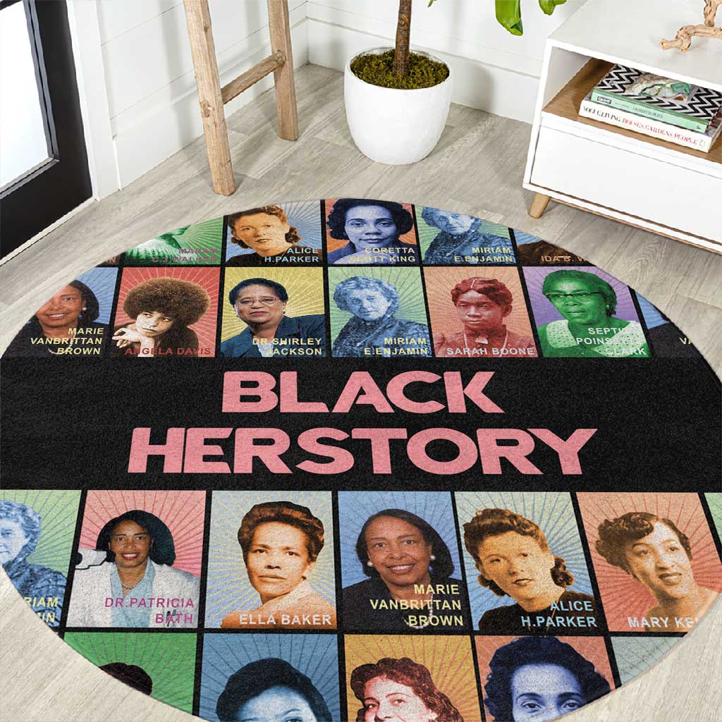 Afro Black Herstory Round Carpet African Women History DT03