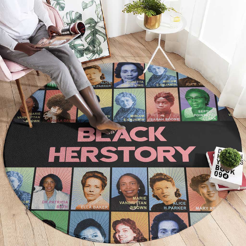 Afro Black Herstory Round Carpet African Women History DT03