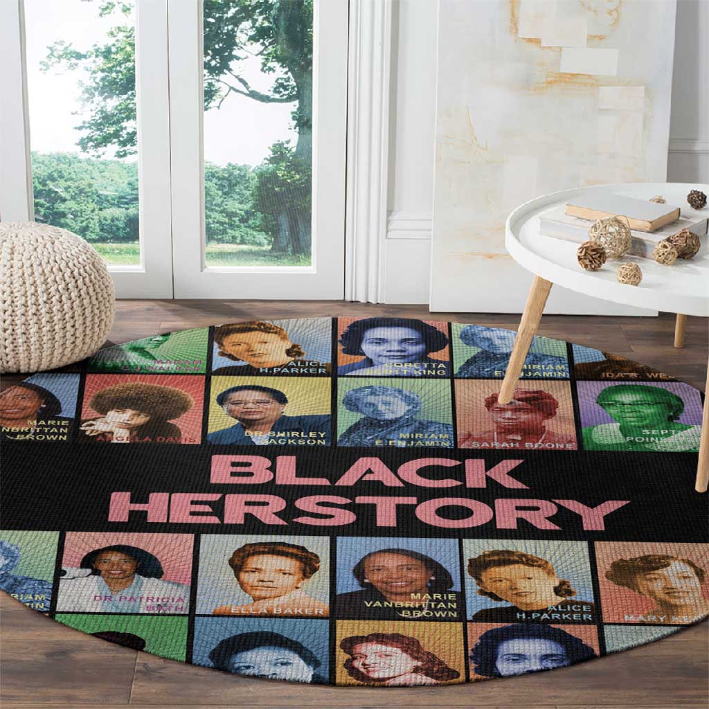 Afro Black Herstory Round Carpet African Women History DT03