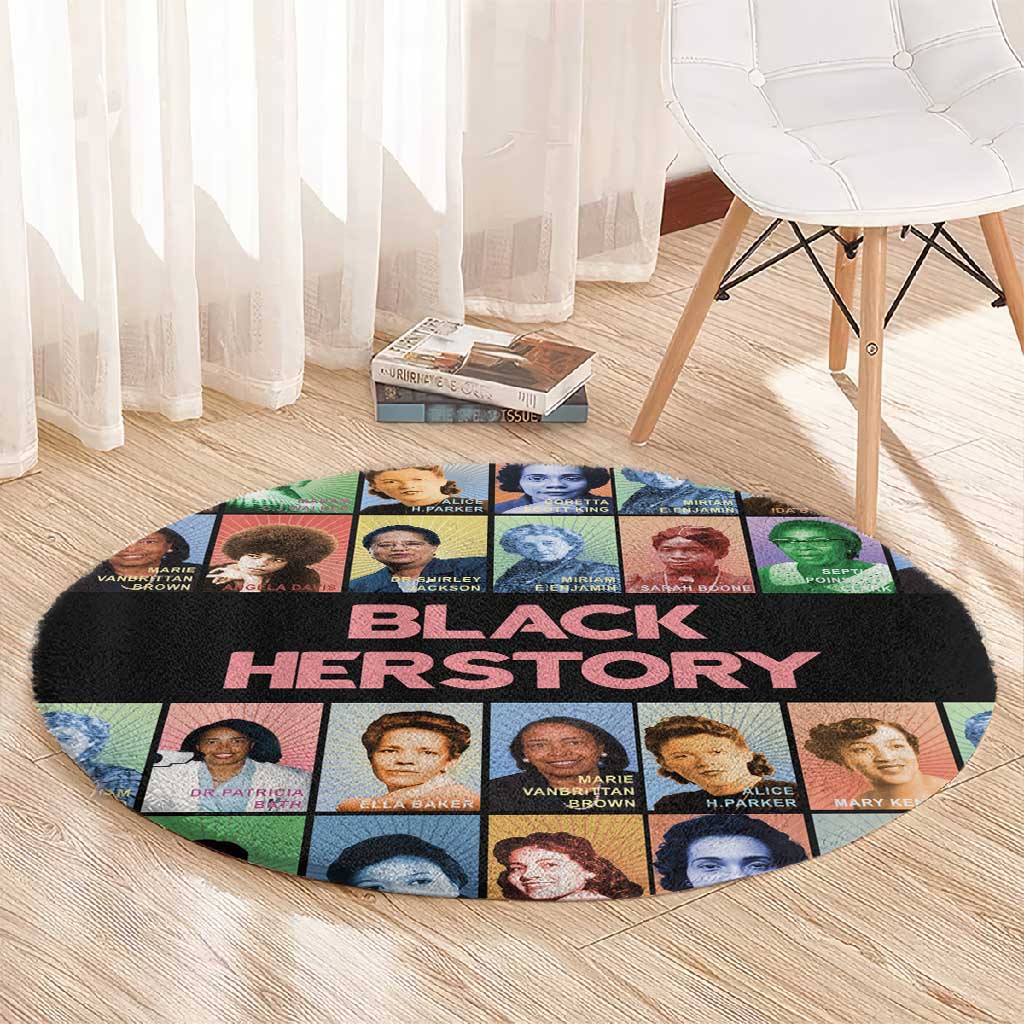 Afro Black Herstory Round Carpet African Women History DT03