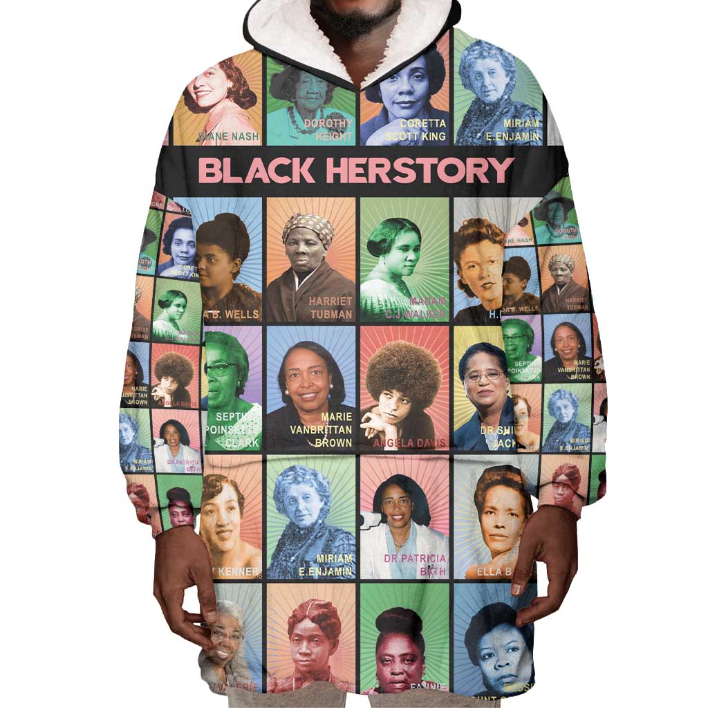 Afro Black Herstory Wearable Blanket Hoodie African Women History DT03