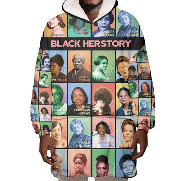 Afro Black Herstory Wearable Blanket Hoodie African Women History DT03