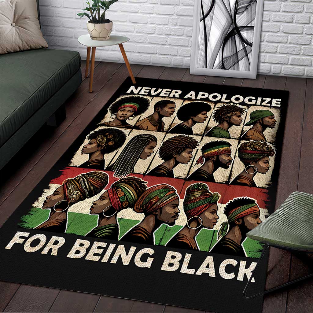 Never Apologize for Being Black Area Rug African Pride DT03