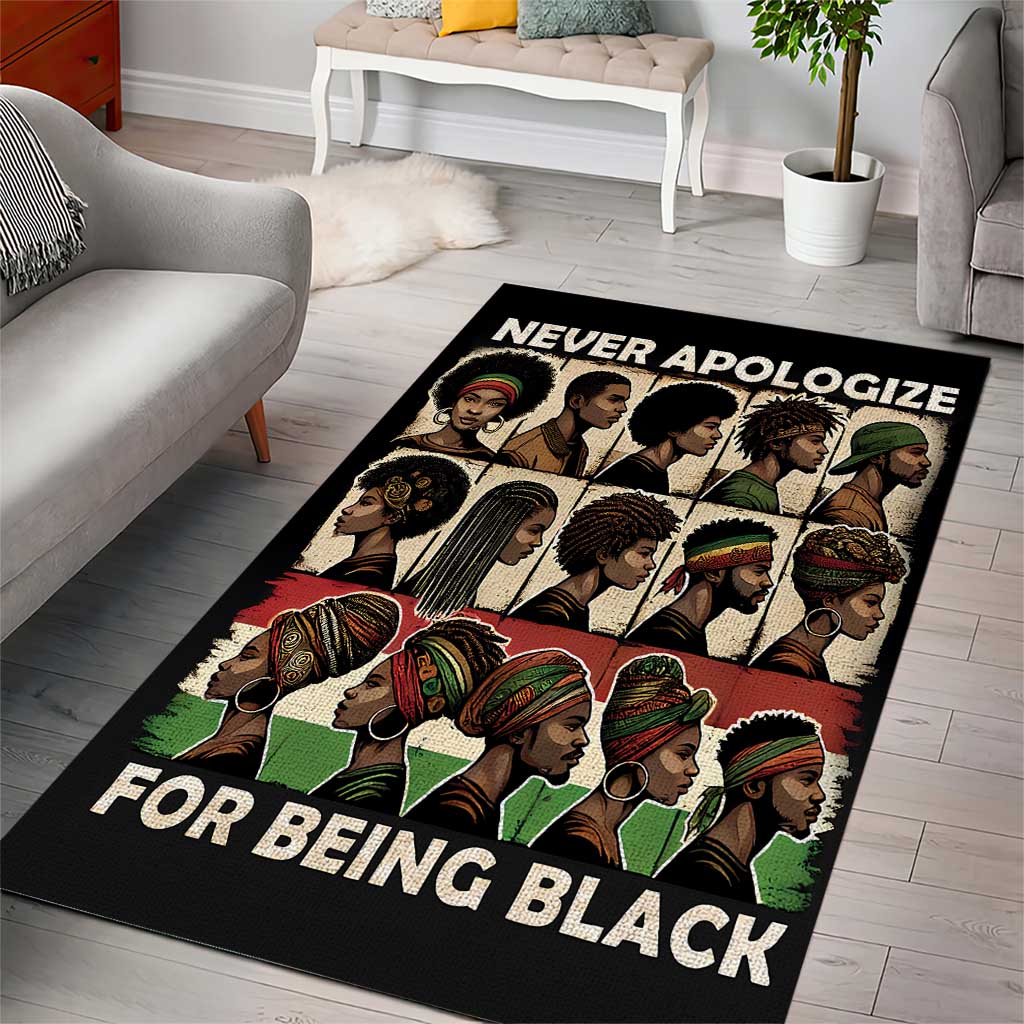 Never Apologize for Being Black Area Rug African Pride DT03