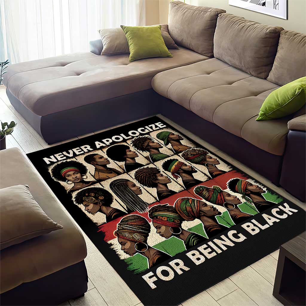 Never Apologize for Being Black Area Rug African Pride DT03