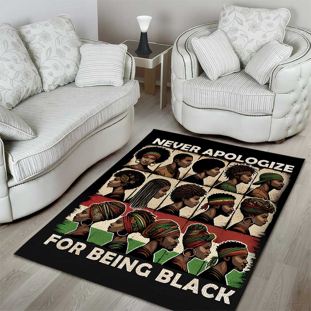 Never Apologize for Being Black Area Rug African Pride DT03