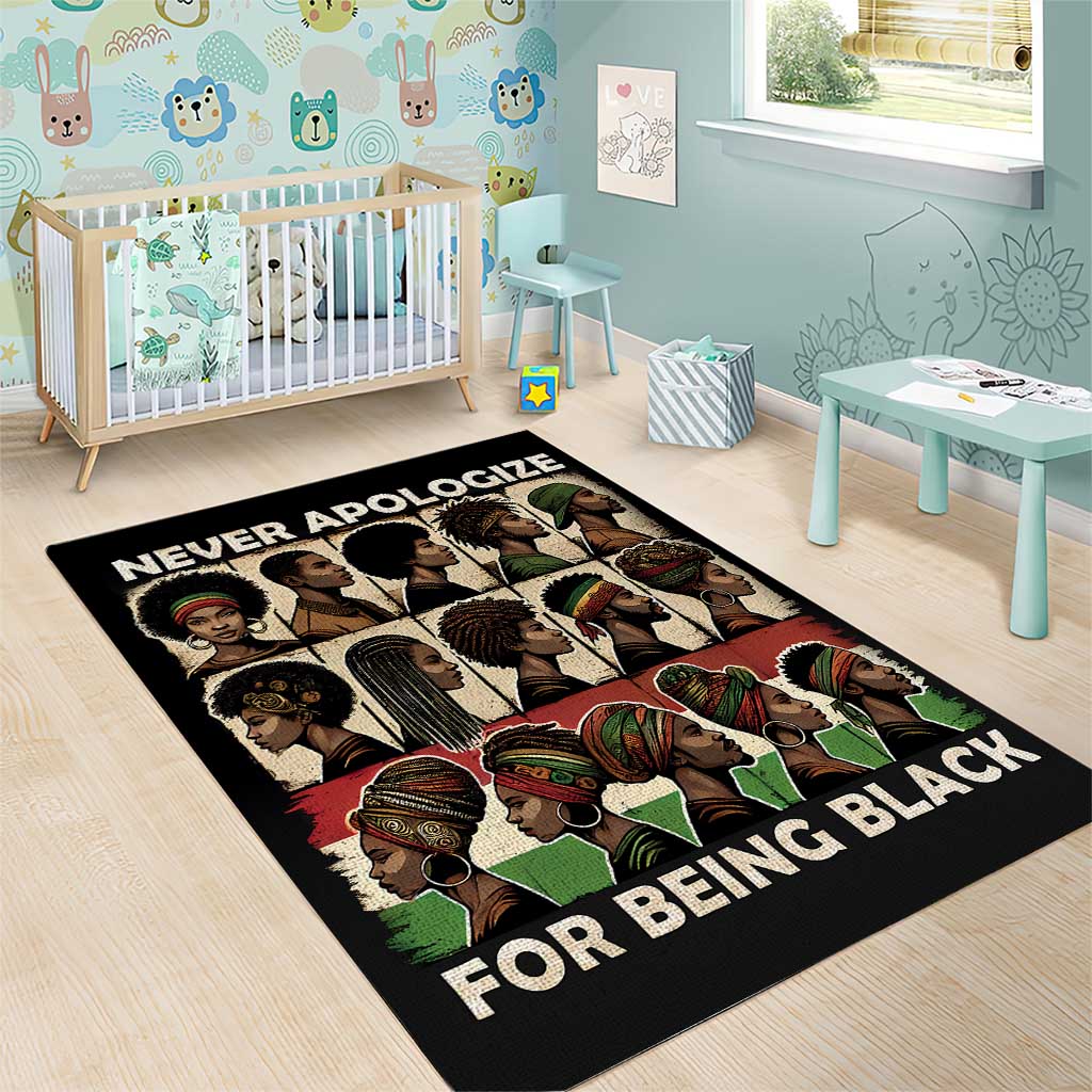 Never Apologize for Being Black Area Rug African Pride DT03