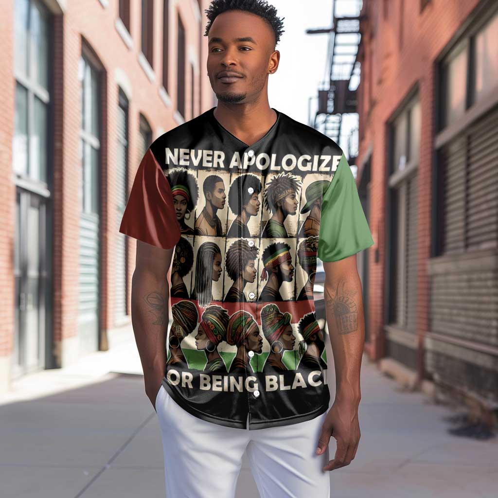 Never Apologize for Being Black Baseball Jersey African Pride DT03