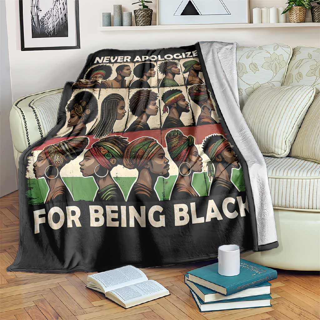 Never Apologize for Being Black Blanket African Pride DT03