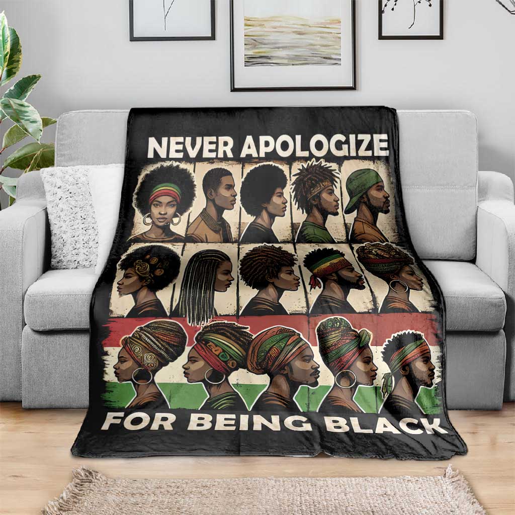 Never Apologize for Being Black Blanket African Pride DT03