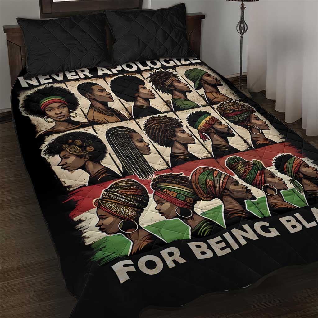 Never Apologize for Being Black Quilt Bed Set African Pride DT03