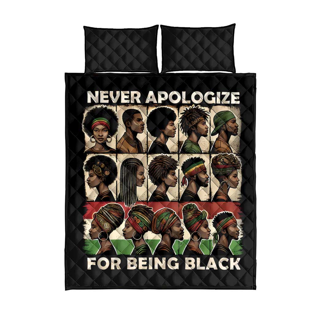 Never Apologize for Being Black Quilt Bed Set African Pride DT03