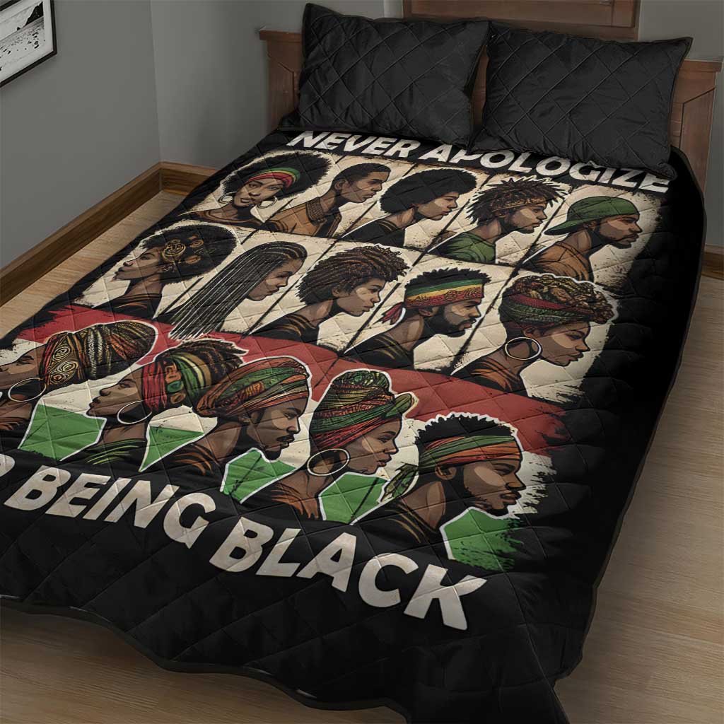 Never Apologize for Being Black Quilt Bed Set African Pride DT03