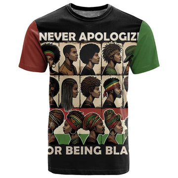 Never Apologize for Being Black T shirt African Pride DT03