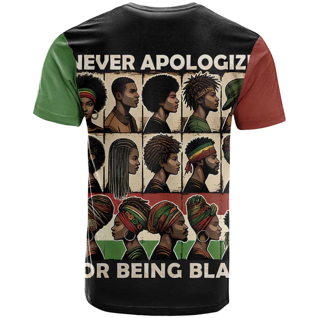 Never Apologize for Being Black T shirt African Pride DT03