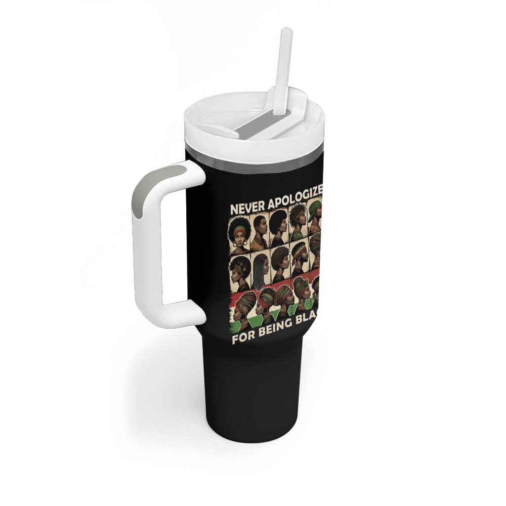 Never Apologize for Being Black Tumbler With Handle African Pride DT03