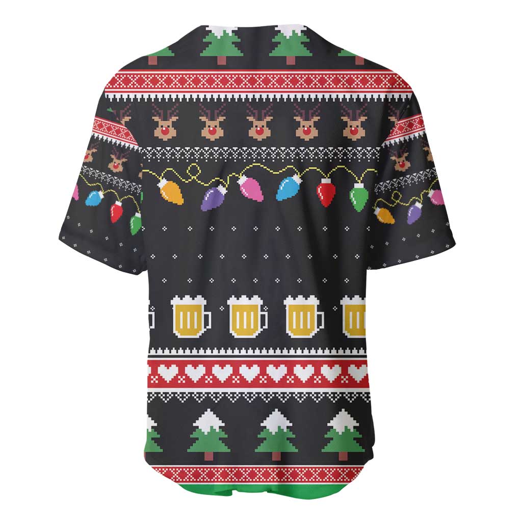 Ho Ho Ho Hold My Beer Santa Afro Baseball Jersey Christmas Beer DT03
