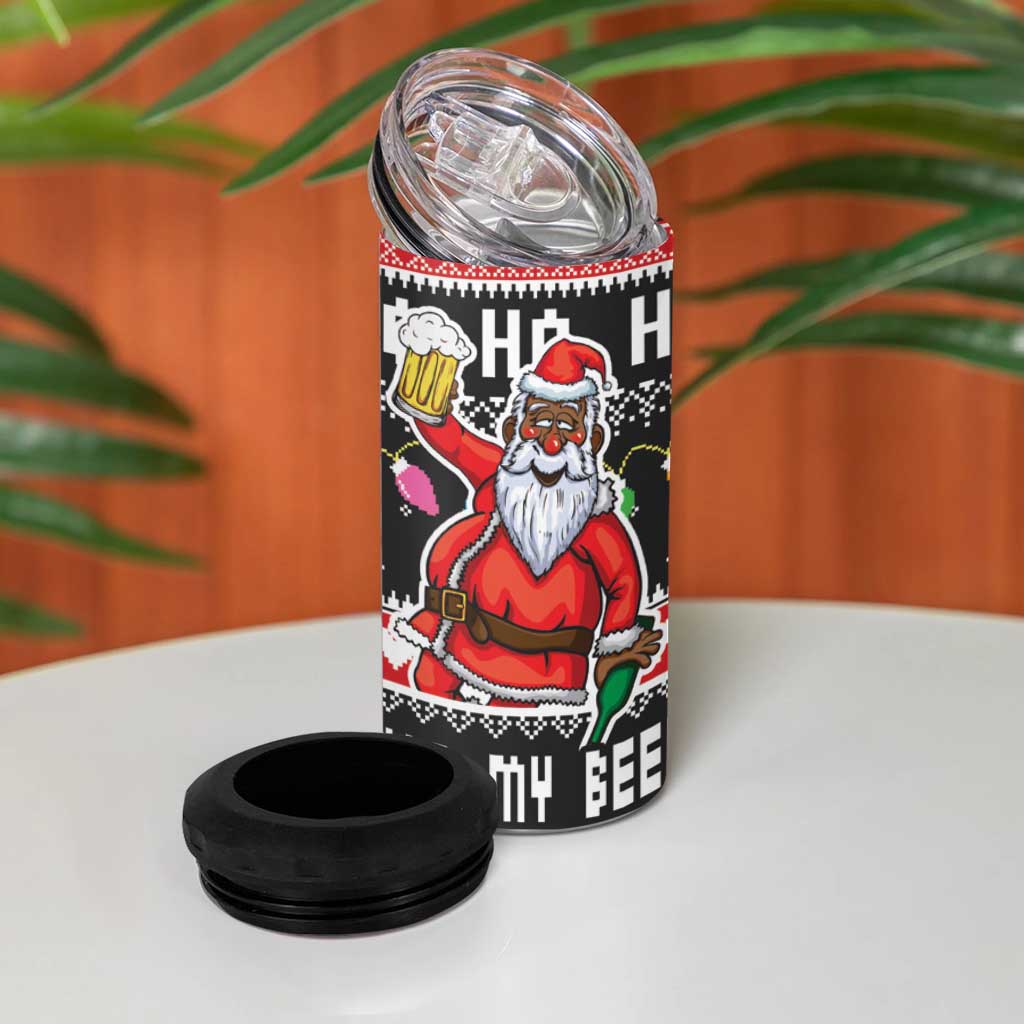Ho Ho Ho Hold My Beer Santa Afro 4 in 1 Can Cooler Tumbler Christmas Beer DT03