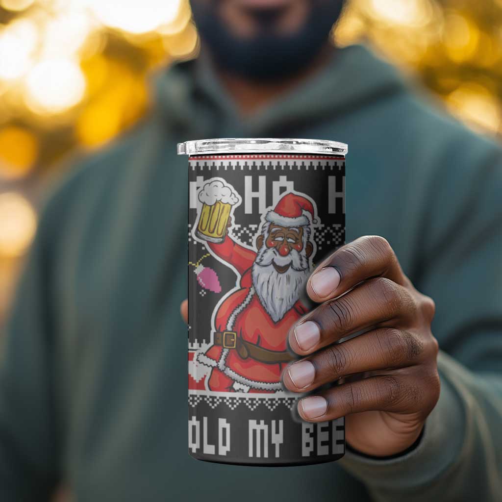 Ho Ho Ho Hold My Beer Santa Afro 4 in 1 Can Cooler Tumbler Christmas Beer DT03