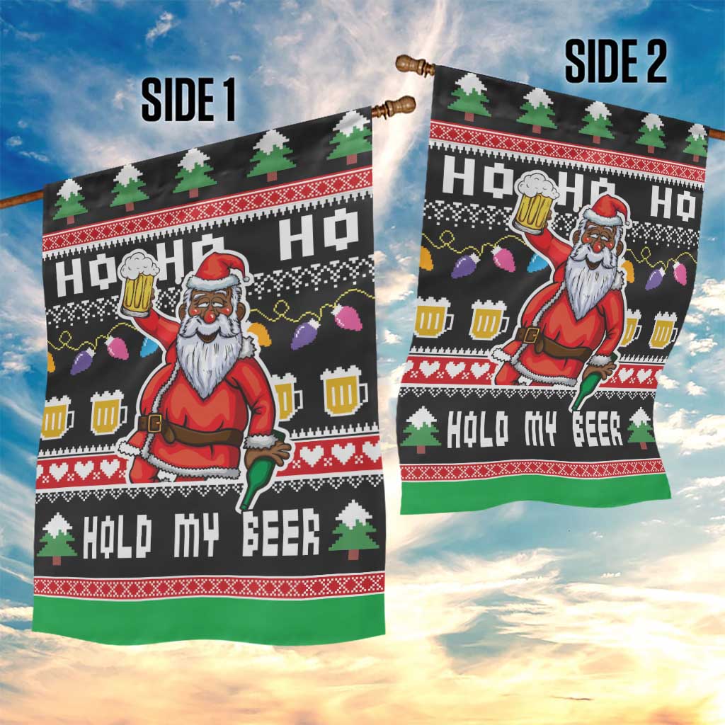 Ho Ho Ho Hold My Beer Santa Afro Garden Flag Christmas Beer DT03