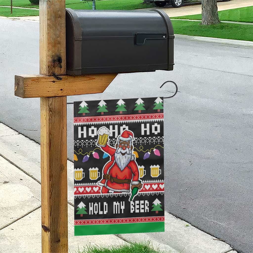 Ho Ho Ho Hold My Beer Santa Afro Garden Flag Christmas Beer DT03