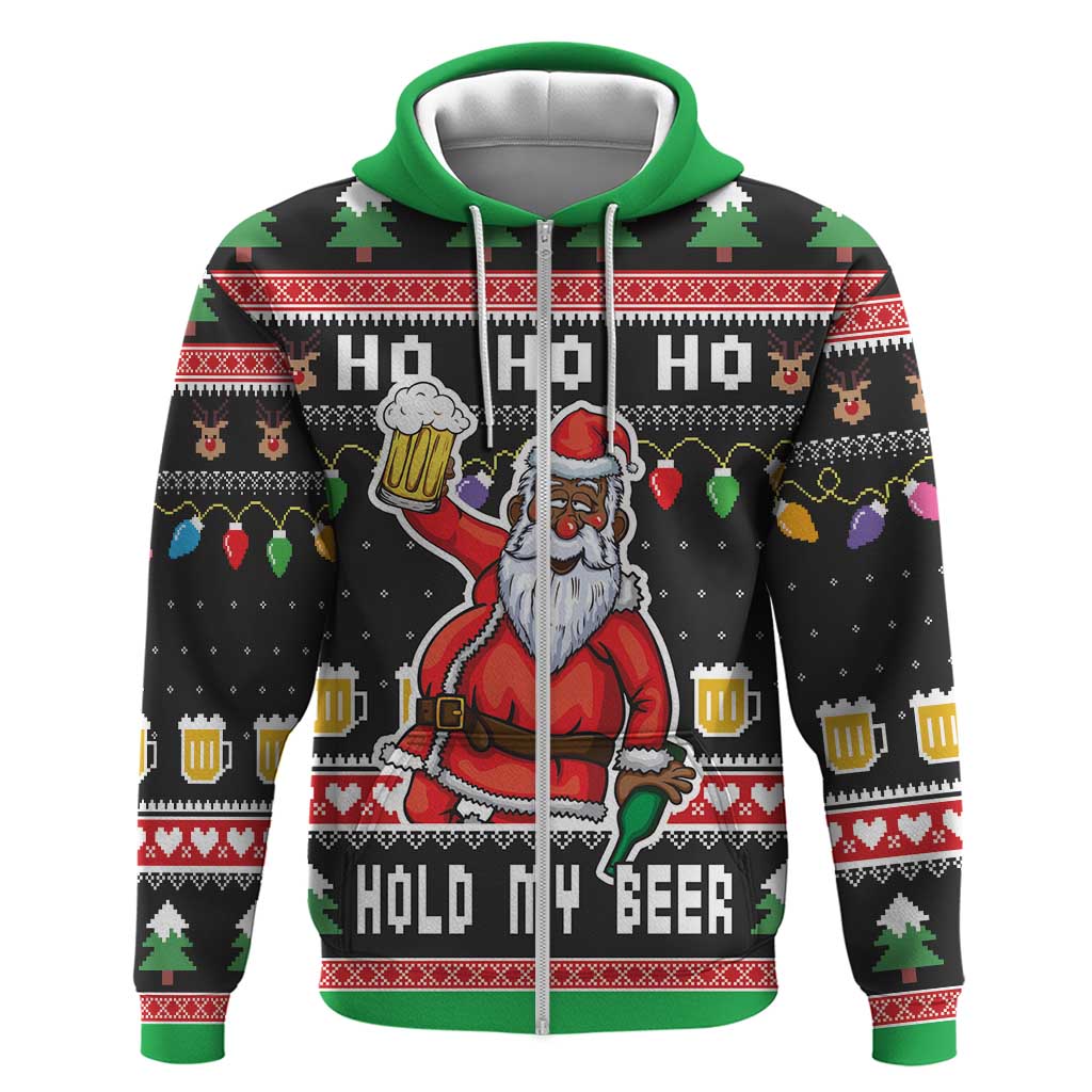 Ho Ho Ho Hold My Beer Santa African Hoodie Laugh With Beer On Christmas DT03