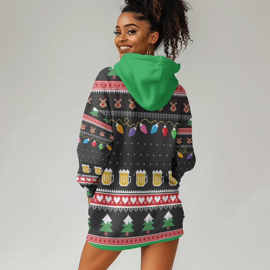 Ho Ho Ho Hold My Beer Santa Afro Hoodie Dress Christmas Beer DT03
