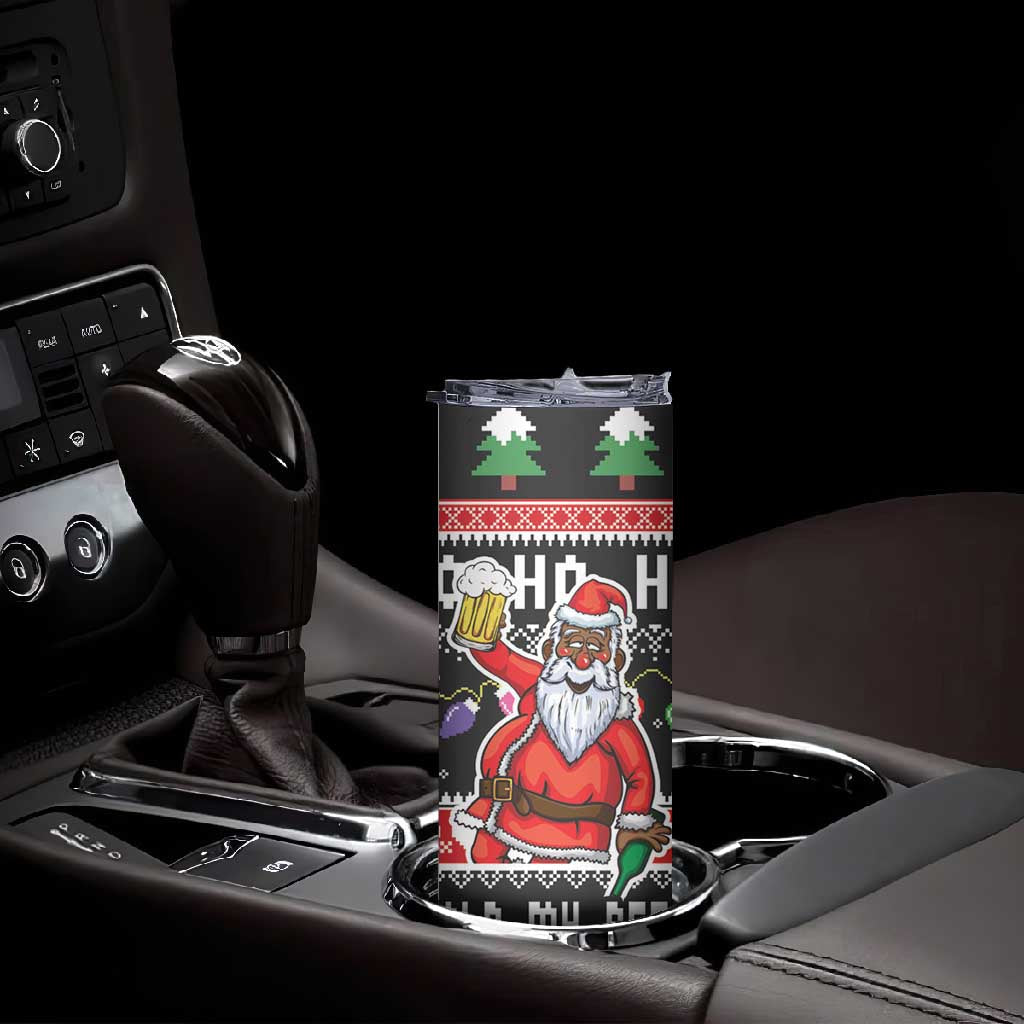Ho Ho Ho Hold My Beer Santa Afro Skinny Tumbler Christmas Beer DT03
