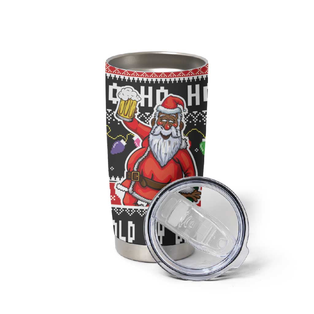 Ho Ho Ho Hold My Beer Santa Afro Tumbler Cup Christmas Beer DT03