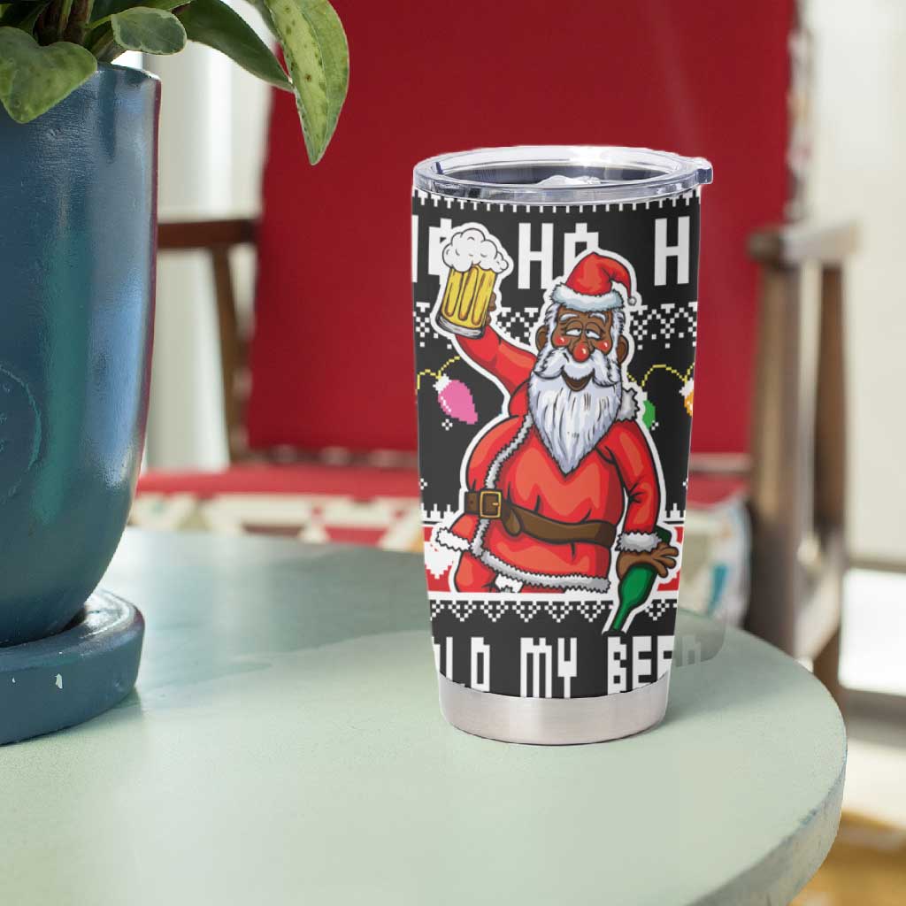 Ho Ho Ho Hold My Beer Santa Afro Tumbler Cup Christmas Beer DT03