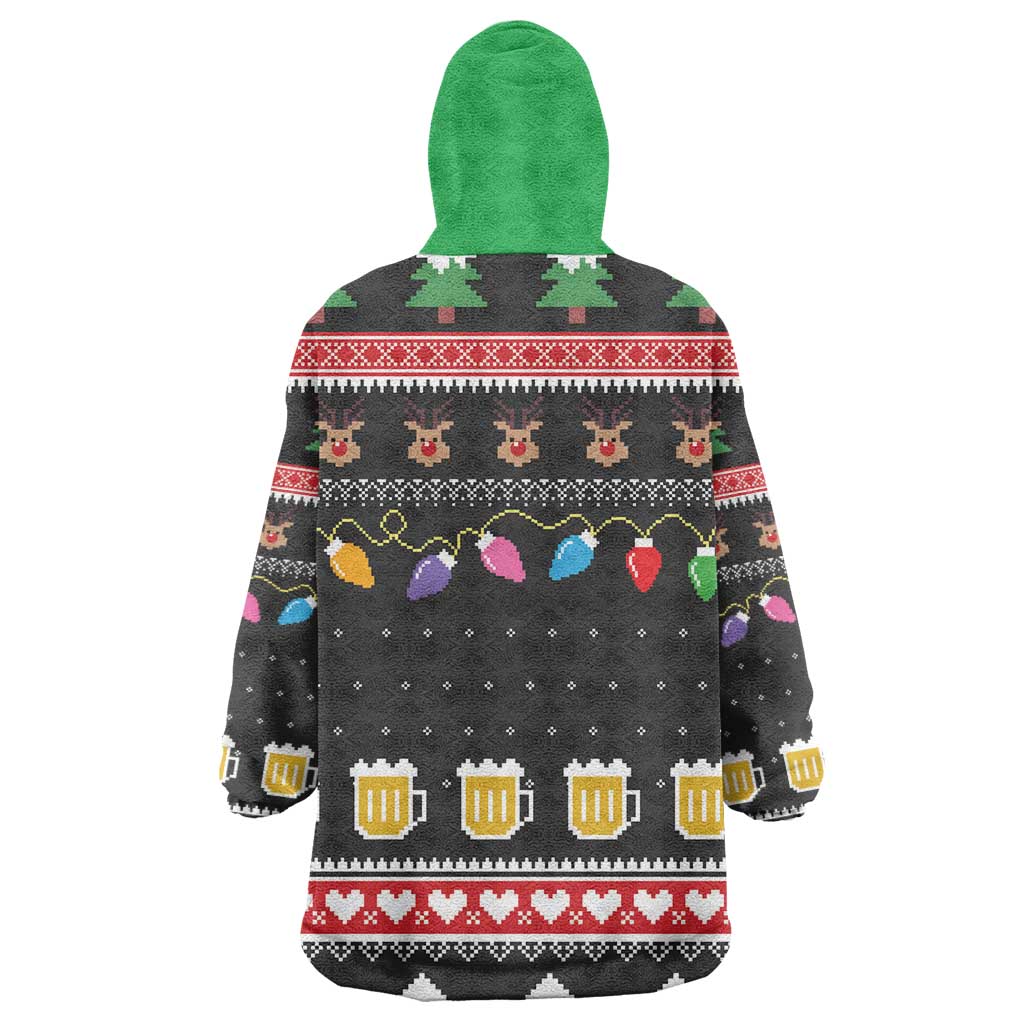 Ho Ho Ho Hold My Beer Santa Afro Wearable Blanket Hoodie Christmas Beer DT03