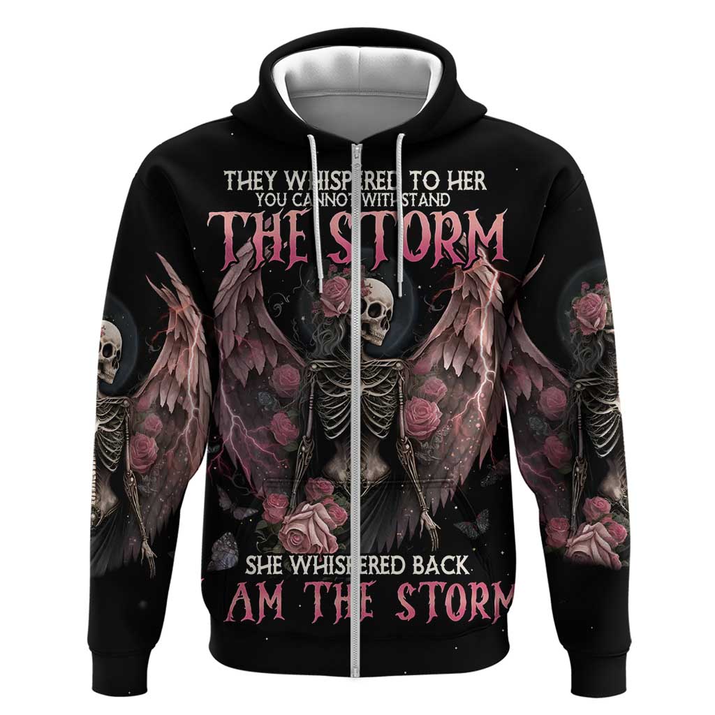 I Am The Storm Skeleton Roses Wings Hoodie Skull Art DT03