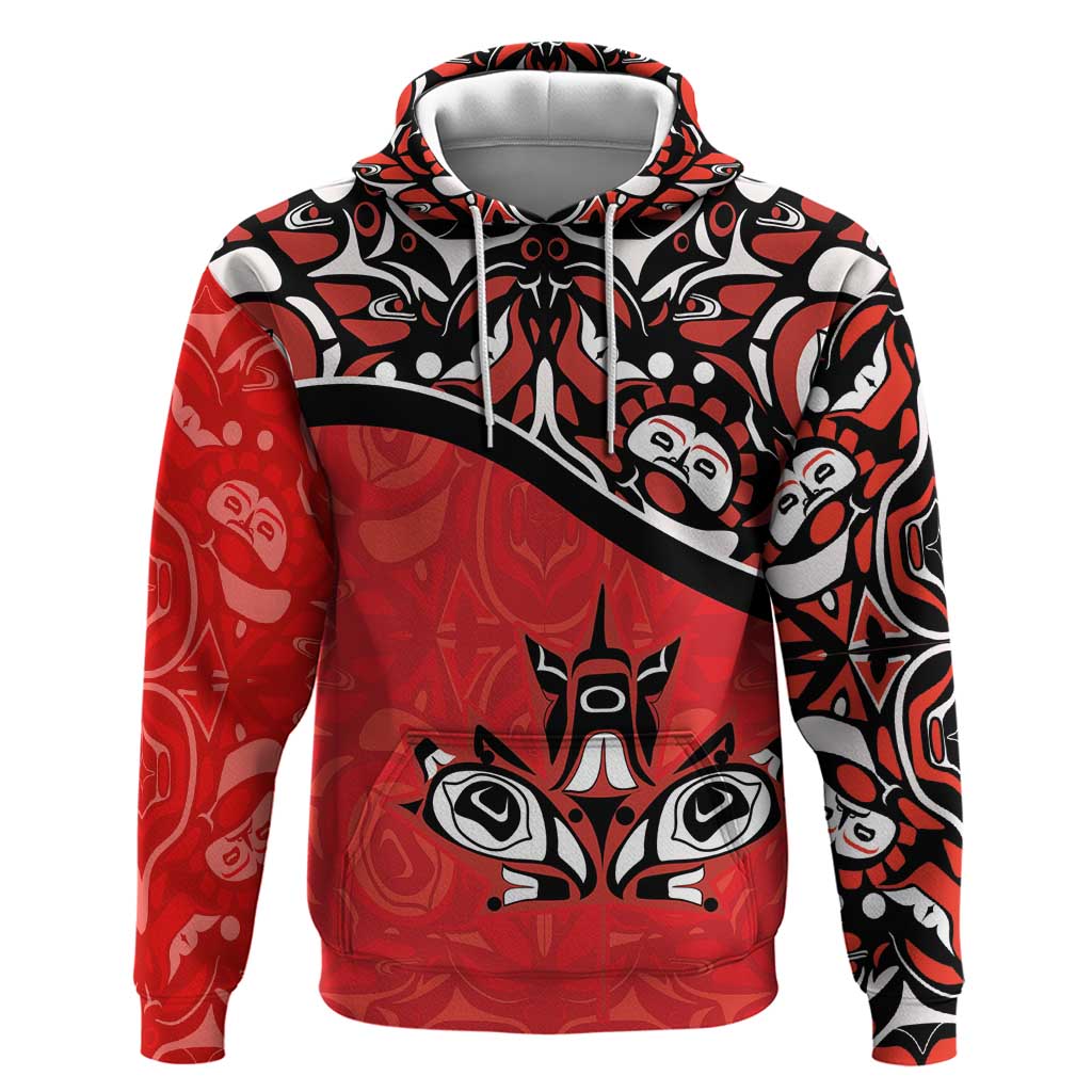 Canada Day Hoodie Haida Maple Leaf Style Tattoo Red DT03