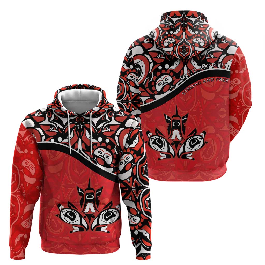 Canada Day Hoodie Haida Maple Leaf Style Tattoo Red DT03