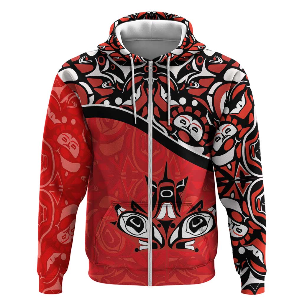 Canada Day Hoodie Haida Maple Leaf Style Tattoo Red DT03